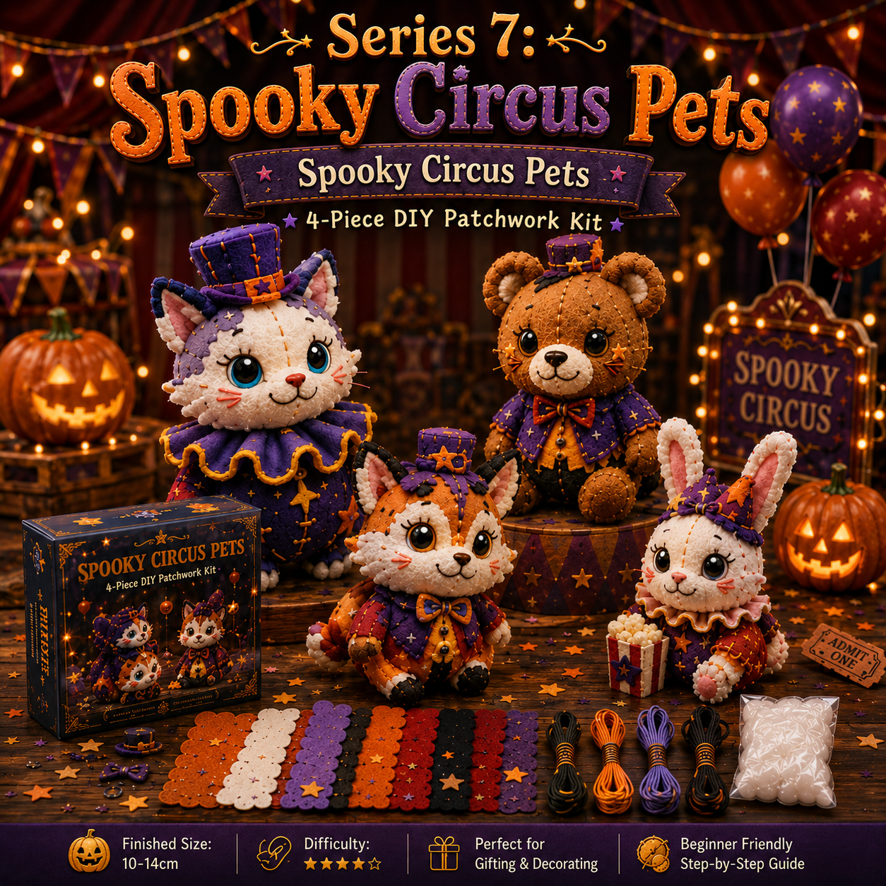Halloween Friends 4 Piece DIY Patchwork Kit Collection 🎃🧵