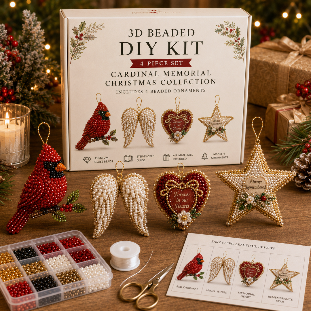 🧘 Relaxing & Beginner-Friendly-💎4-Piece 3D Beaded Christmas Ornament DIY Kit 