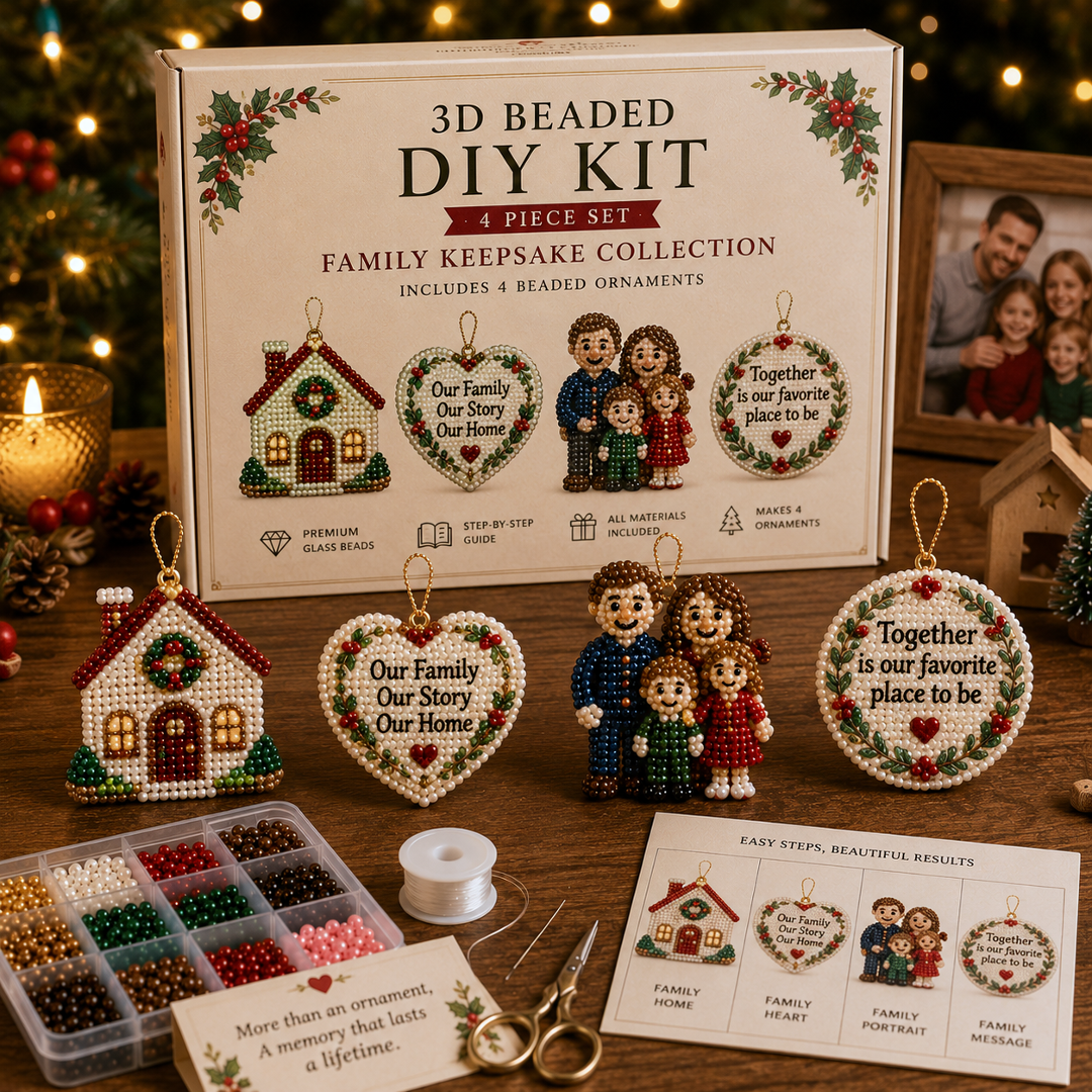 🧘 Relaxing & Beginner-Friendly-💎4-Piece 3D Beaded Christmas Ornament DIY Kit 