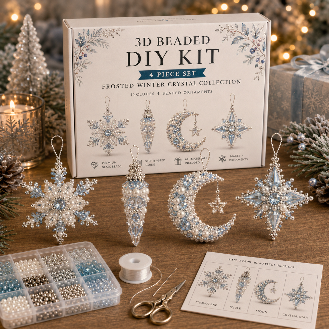 🧘 Relaxing & Beginner-Friendly-💎4-Piece 3D Beaded Christmas Ornament DIY Kit 