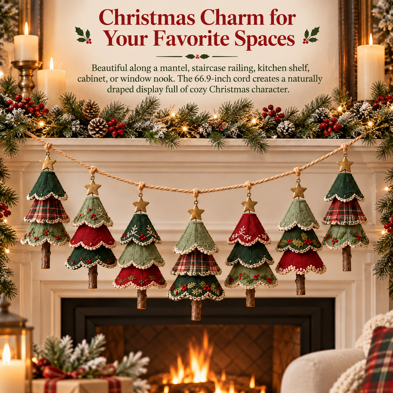 Woodland Christmas Tree Garland – Set of 7