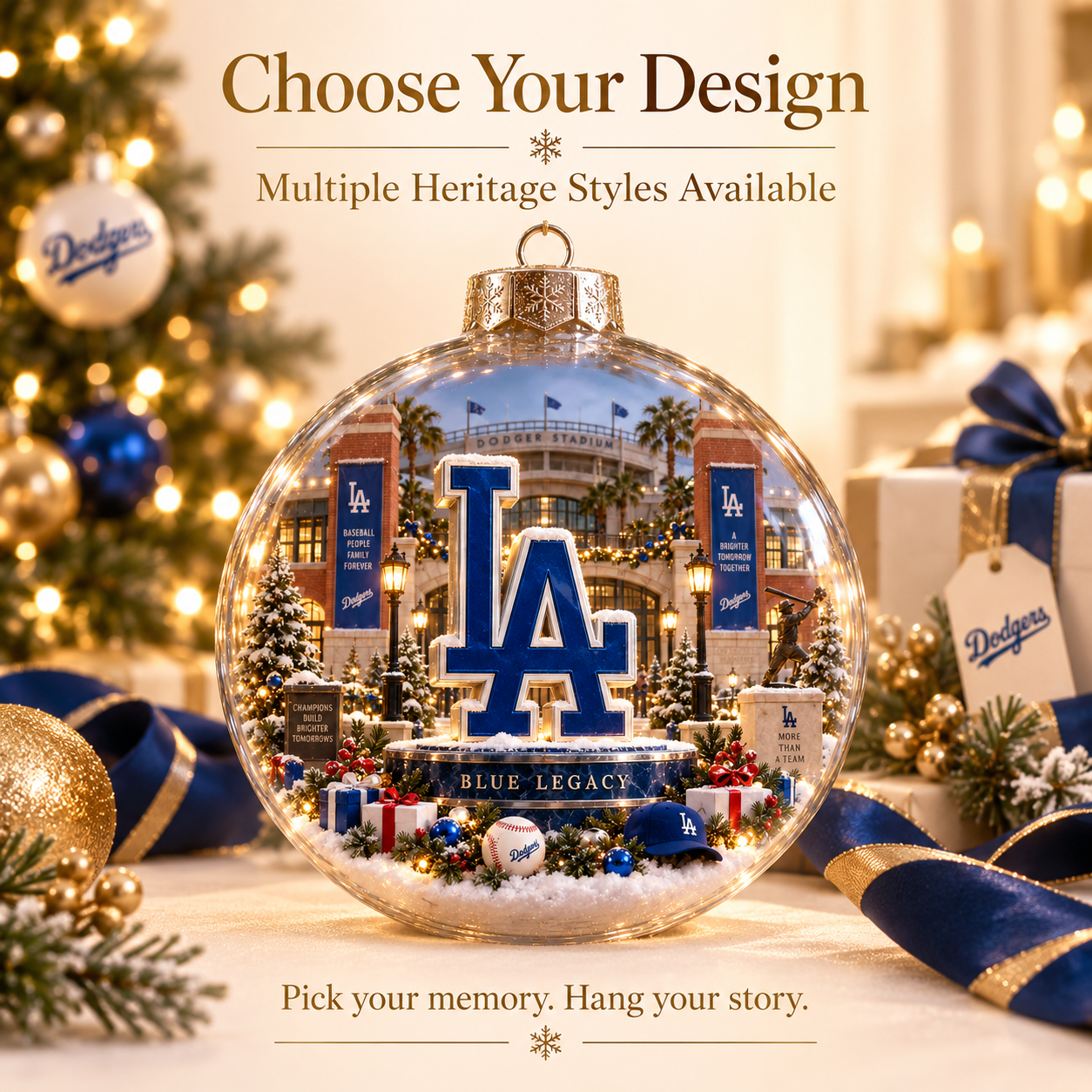 🎄 Think Blue — Light-Up Baseball Diorama Ornament