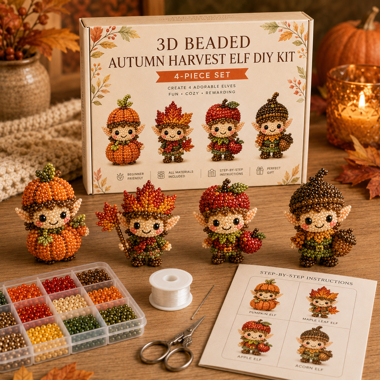 3D Beaded Magical Elf DIY Kit Cute Fantasy Craft Collectibles