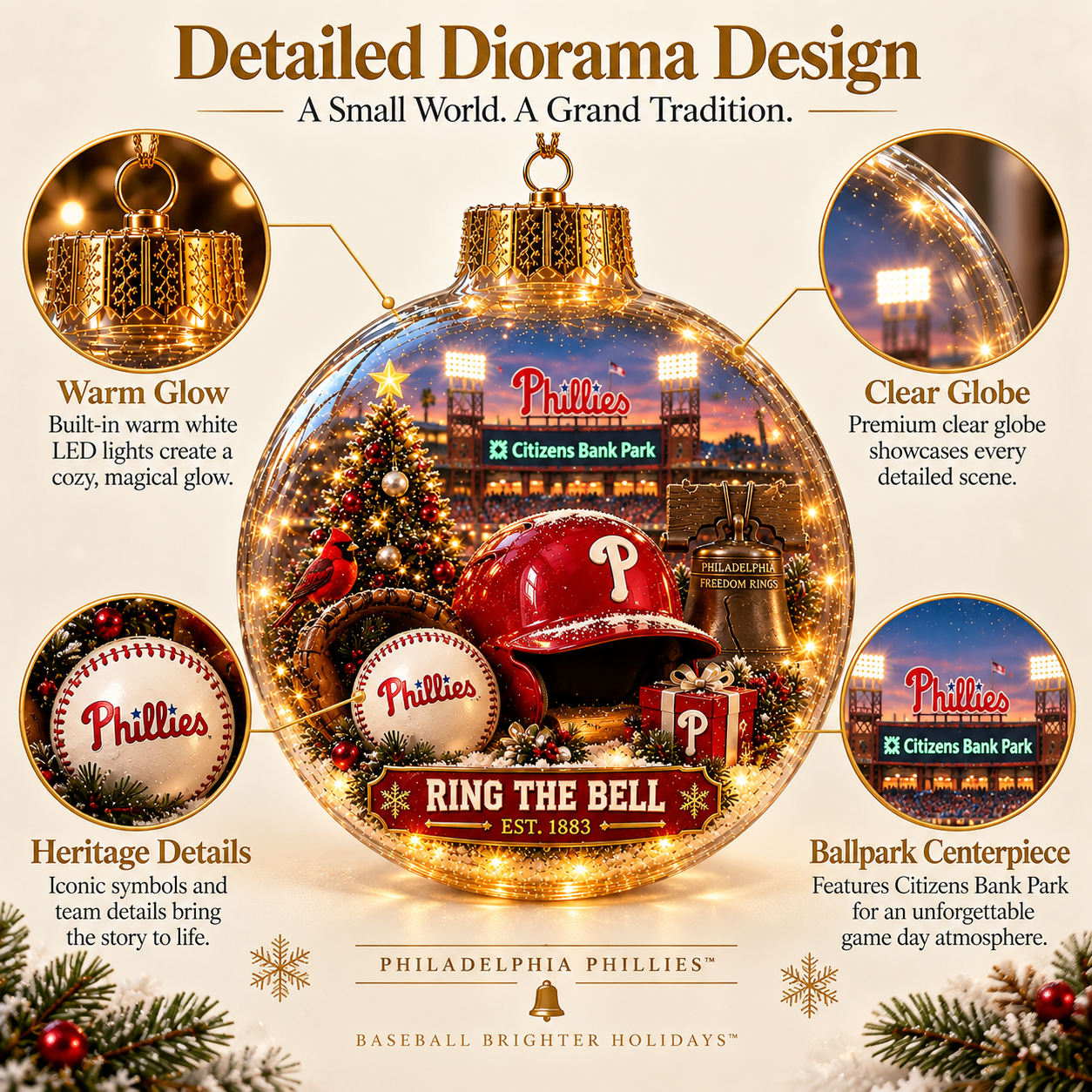 ⚾🎄 Bring the Ballpark Home — Light-Up Baseball Christmas Diorama Ornament