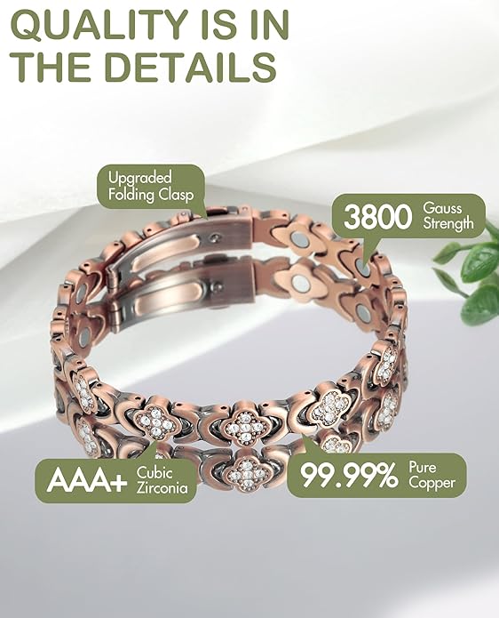 Copper Bracelets for Women Pure Copper Magnetic Bracelet with 3800 Gauss Effective Magnets Trendy Stack Bangle Stretch Bangle