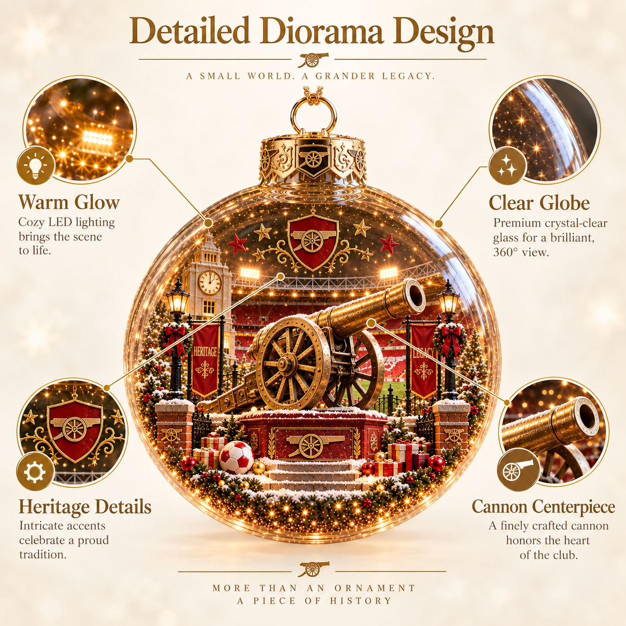 🎄 Victory Through Harmony Light-Up Football Christmas Globe Ornament