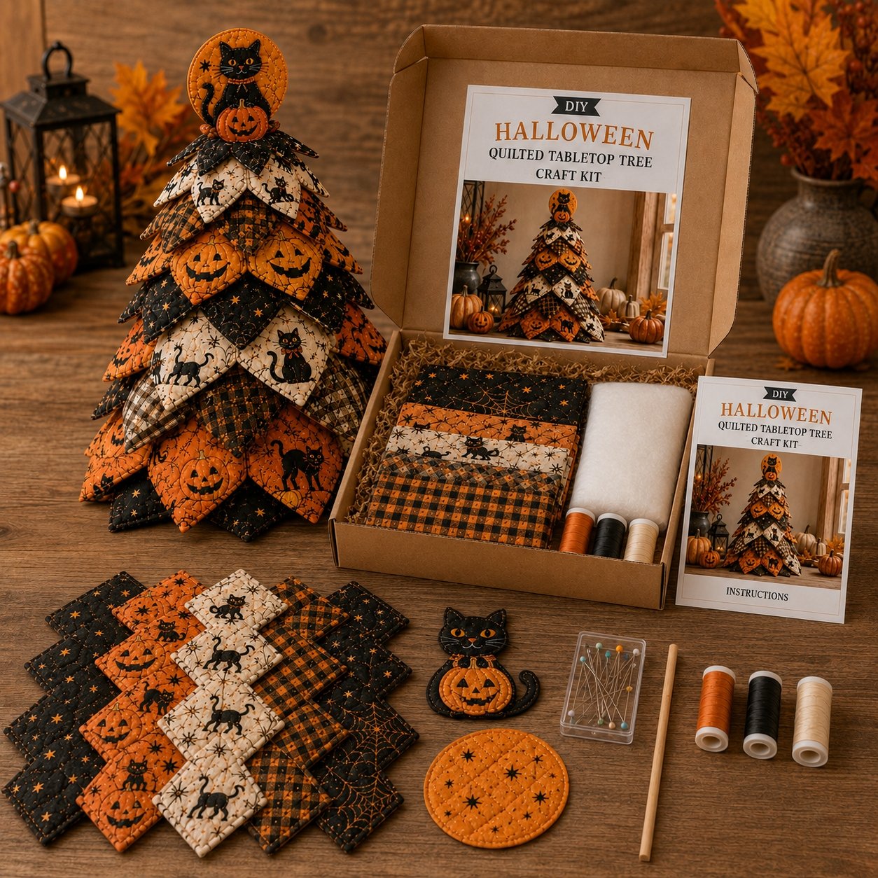 🔥 49% OFF – 🎃 DIY Halloween Quilted Fabric Tree Kit⏰️Buy More Save More🔥
