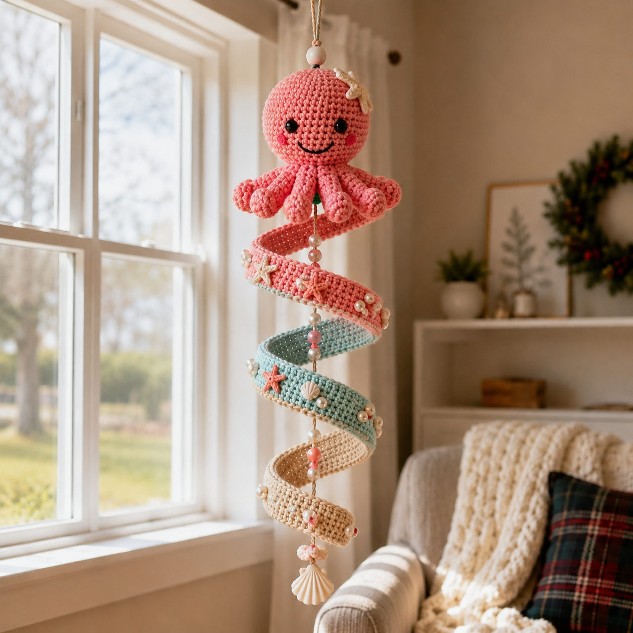 🔥50% Off Last Day 🔥Ocean Friends Crochet Spiral Ornament DIY Kit 🌊 A Calming Keepsake to Make and Display