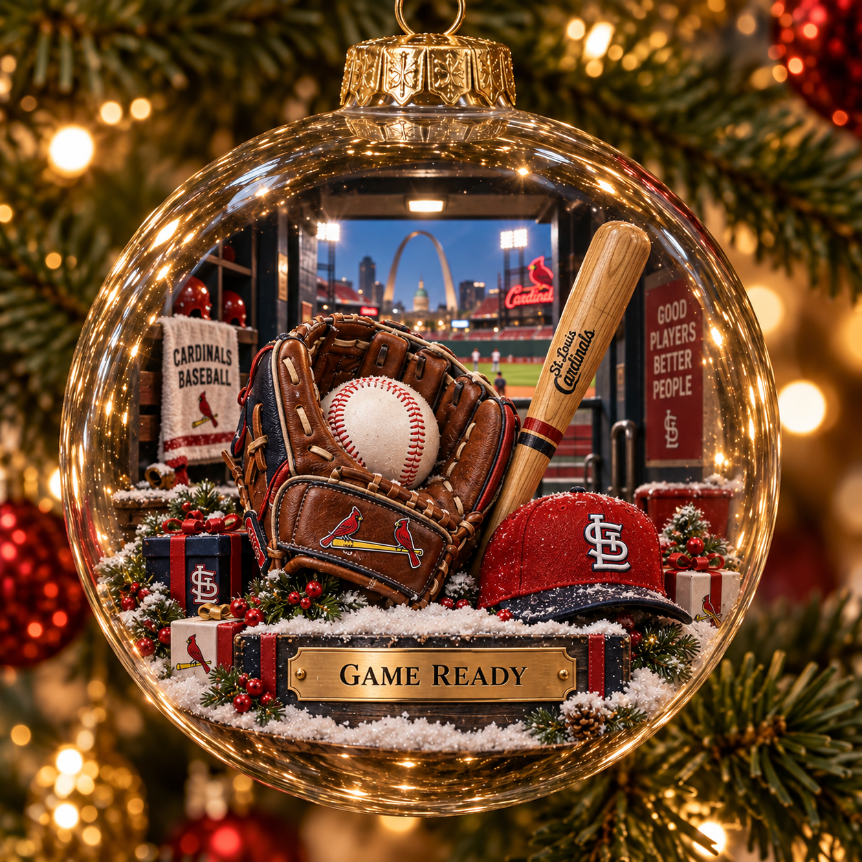 🎄 Go Cards — Light-Up Baseball Diorama Ornament
