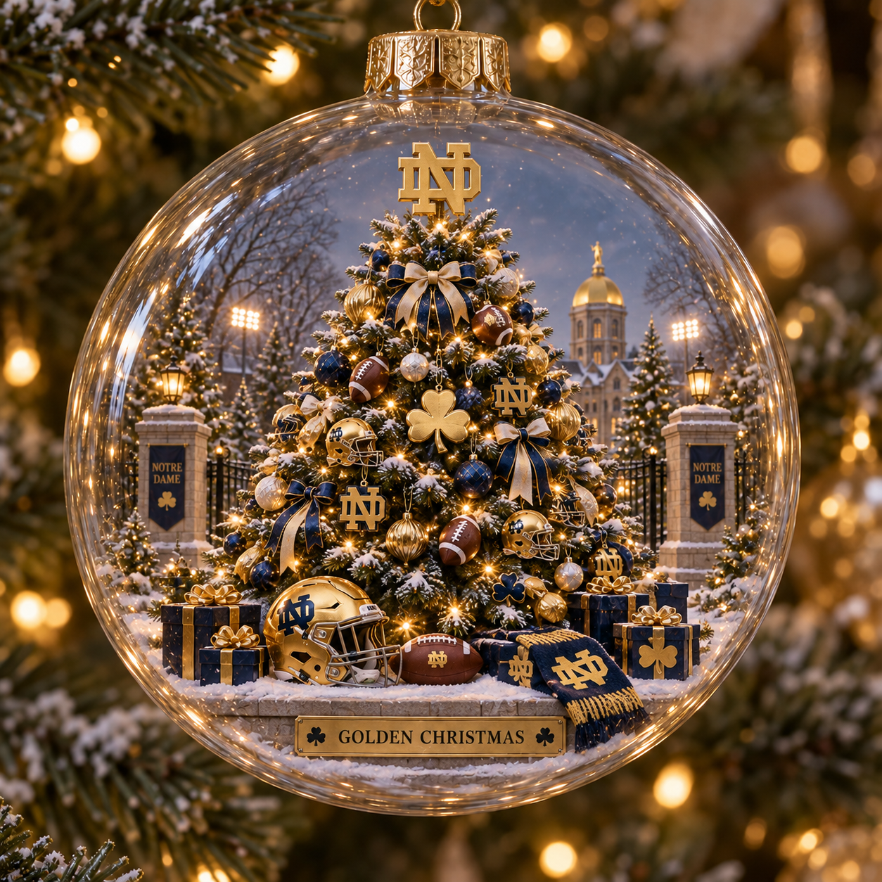 🎄 Play Like a Champion Today — Light-Up College Football Diorama Ornament