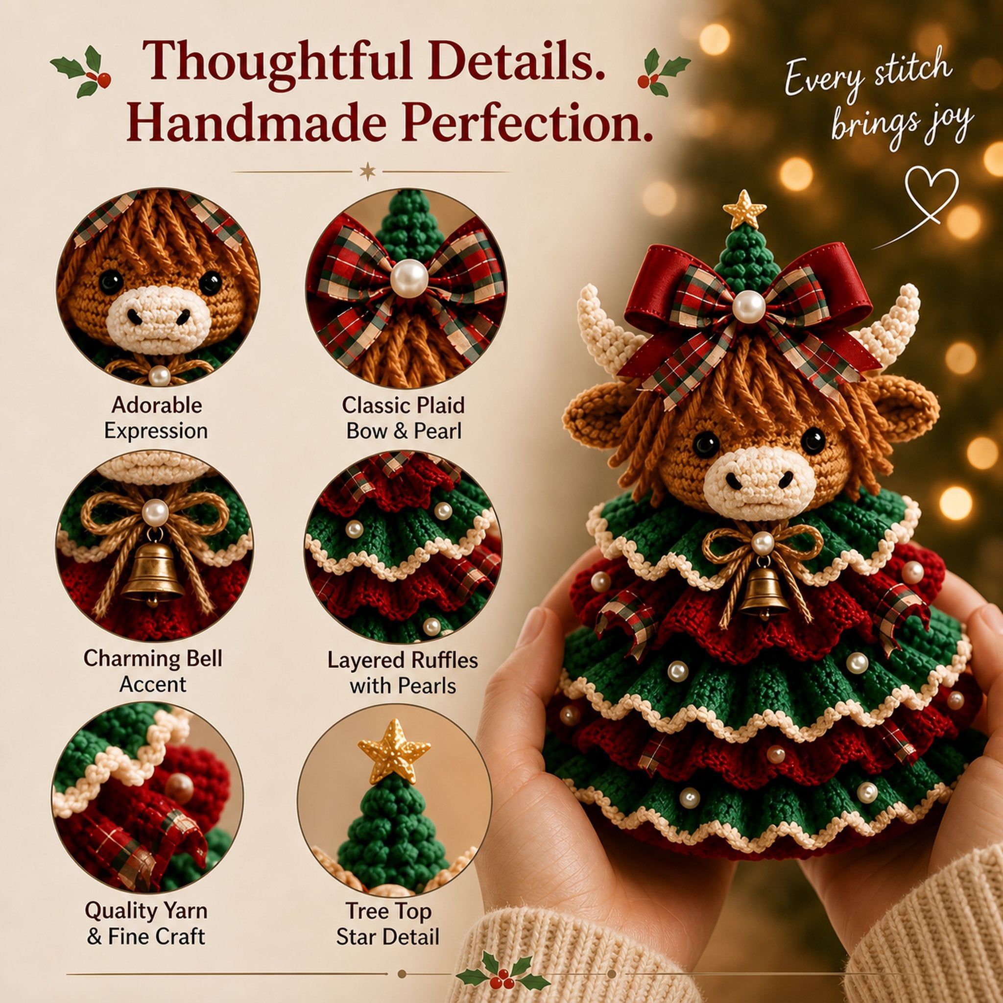 Finished crochet animal Christmas tree
