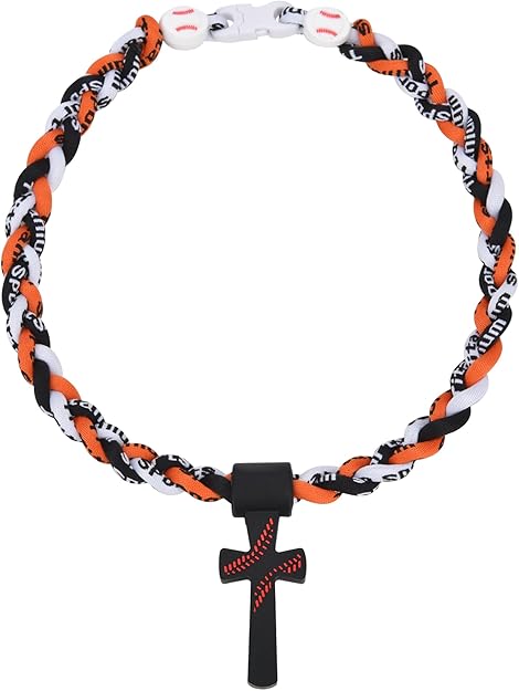 Triple-Rope Tornado Baseball Necklace Cross Charm Pendant with "I CAN DO ALL THINGS PHL4:13