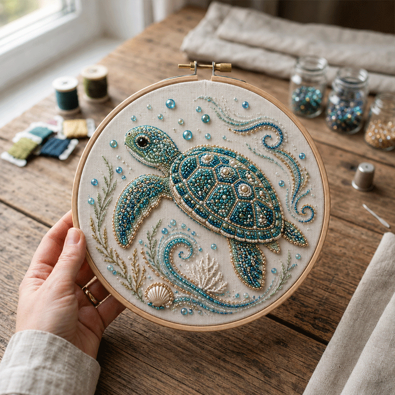 🔥50% Off Last Day - BUY 3 GET 1 FREE🐙Ocean-Themed Bead Embroidery Kit