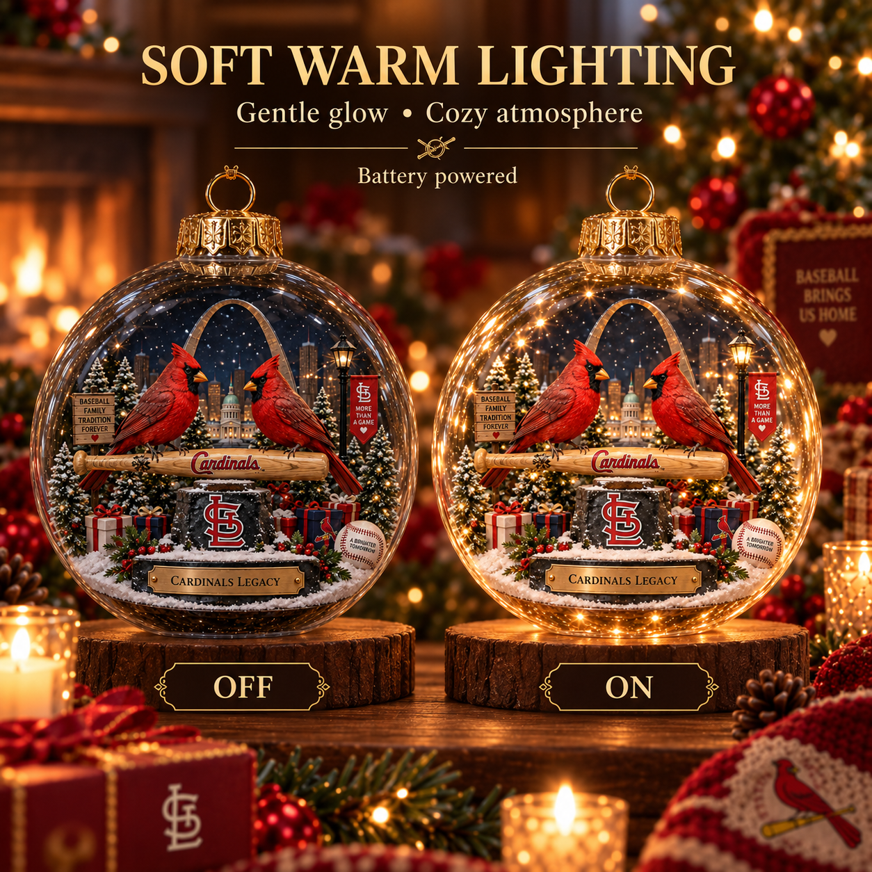 🎄 Go Cards — Light-Up Baseball Diorama Ornament