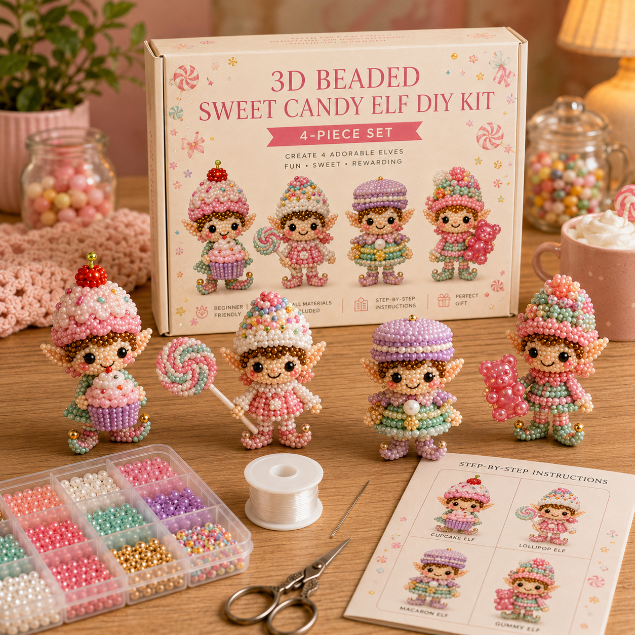 3D Beaded Magical Elf DIY Kit Cute Fantasy Craft Collectibles