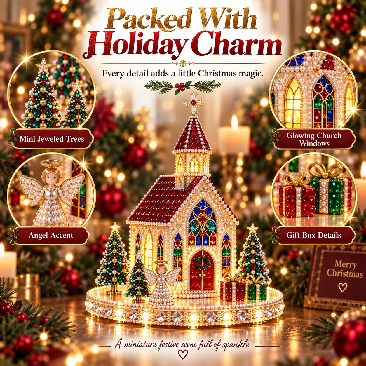 Last Day 70% OFF –✨🔥 Sparkling Christmas Church DIY Gem Art Kit