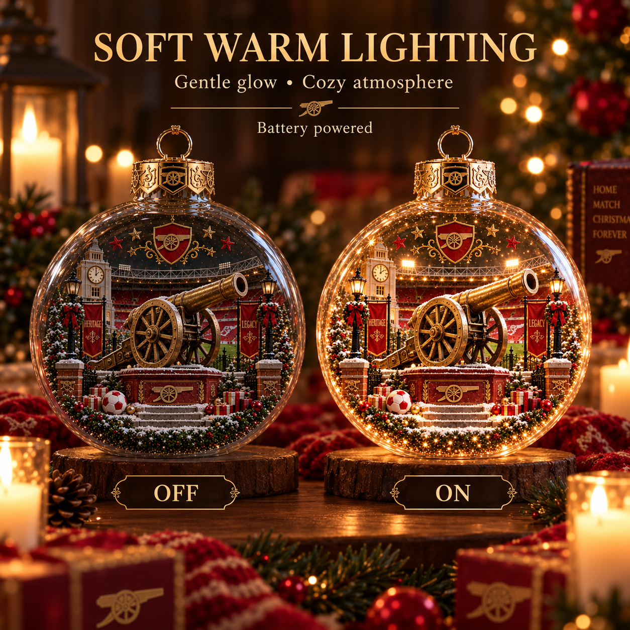 🎄 Victory Through Harmony Light-Up Football Christmas Globe Ornament
