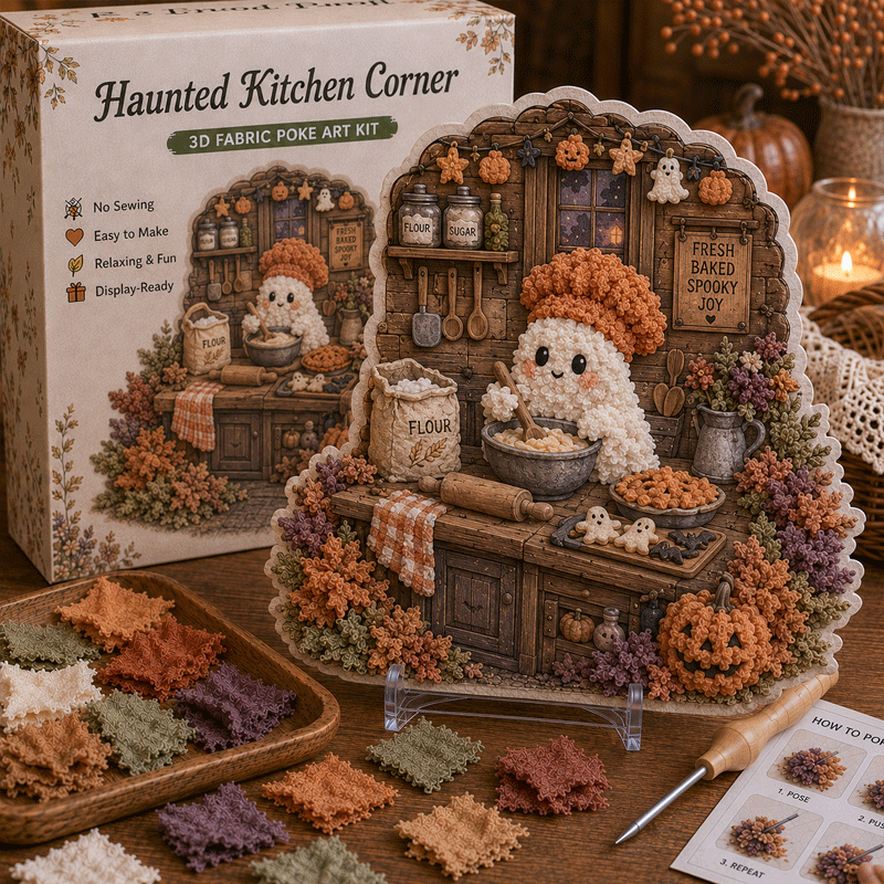 👻 Cozy Haunted Rooms 3D Fabric Poke Art Kit