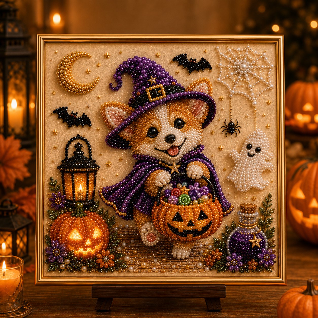 🧘Relaxing & Beginner-Friendly -💎DIY Halloween Puppy Pearl Painting Kit🐶