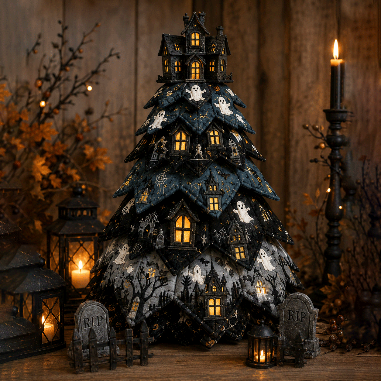 🔥 49% OFF – 🎃 DIY Halloween Quilted Fabric Tree Kit⏰️Buy More Save More🔥