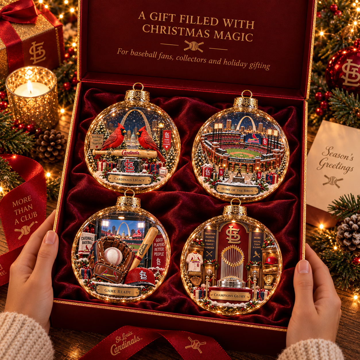 🎄 Go Cards — Light-Up Baseball Diorama Ornament