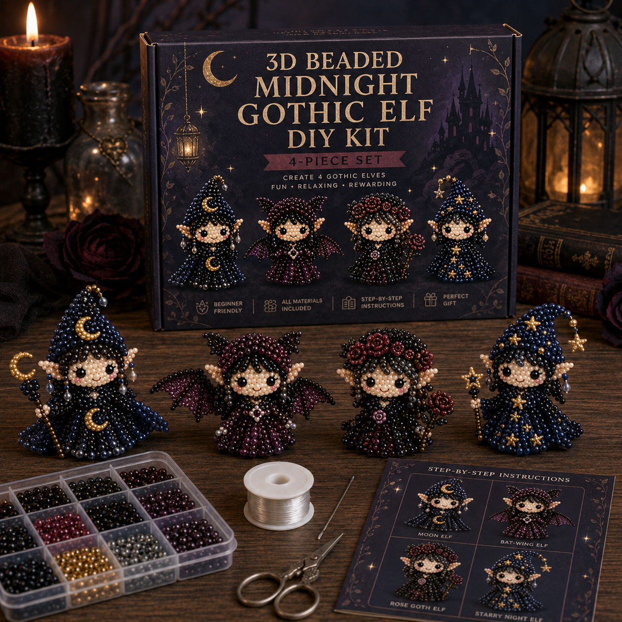 3D Beaded Magical Elf DIY Kit Cute Fantasy Craft Collectibles