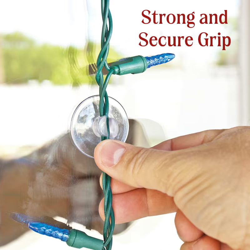 🎄 Christmas Light Suction Cup Clips | Clear Window Light Hangers