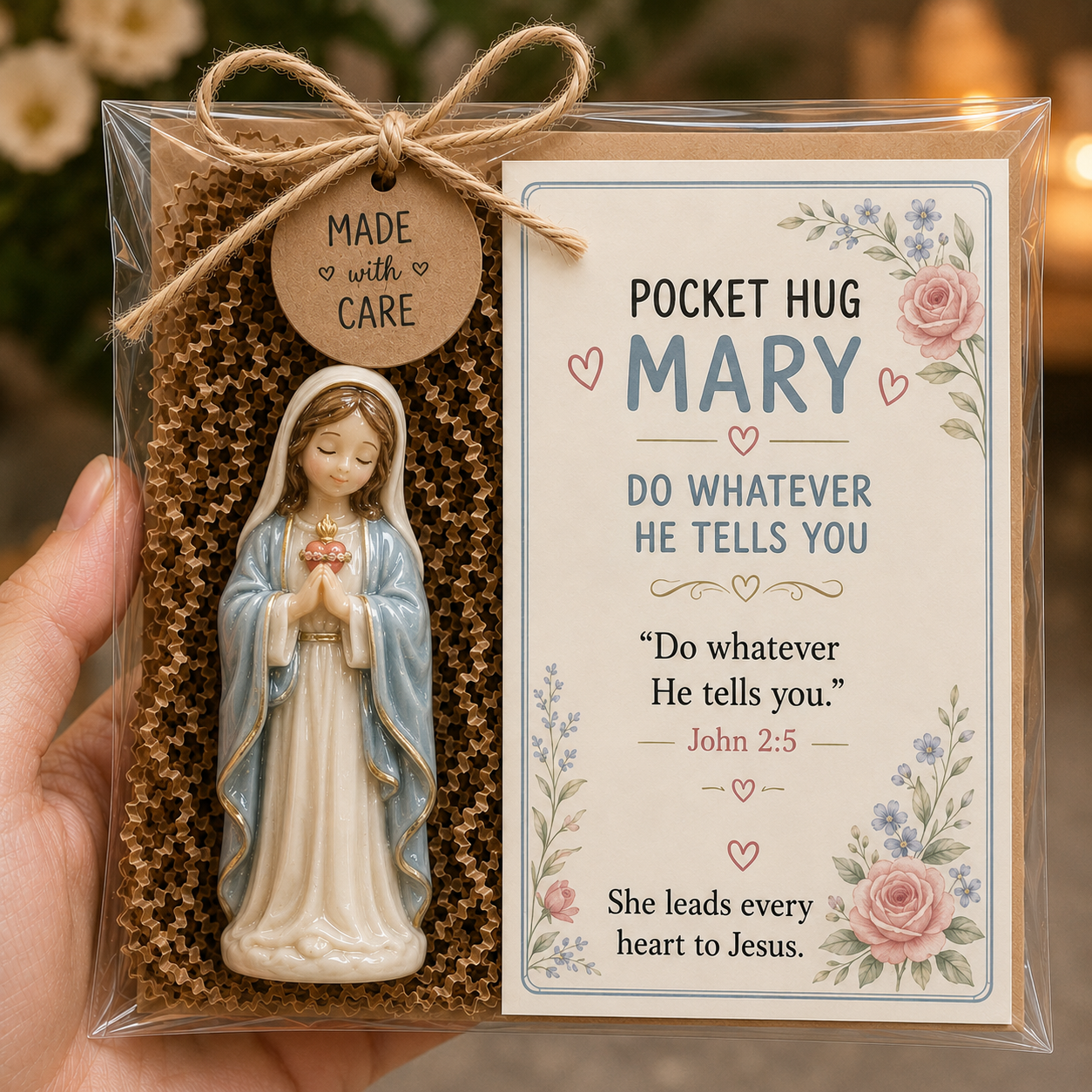 ✝️ Faith Pocket Hug Keepsake – Jesus, Mary & Guardian Angel Encouragement Gift
