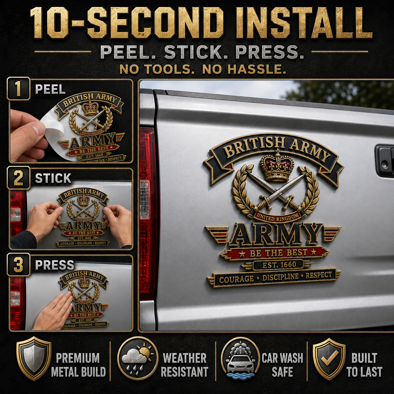 🎖️ British Army “Be The Best” Heritage Metal Car Emblem