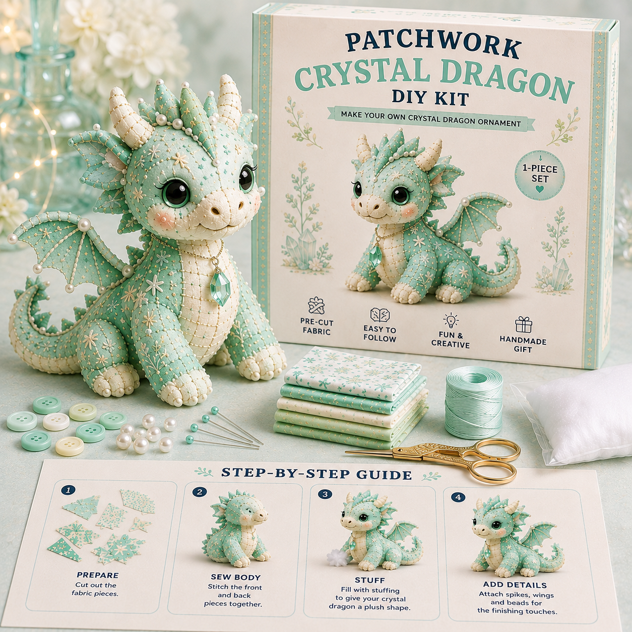 DIY Patchwork Dragon Kit – Craft Your Own Magical Collectible Dragon Plush 🎁 For Your Family ❤️