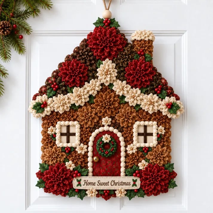 🎄✨Christmas Fabric Flower Door Hanging DIY Kit – Layered Holiday Décor