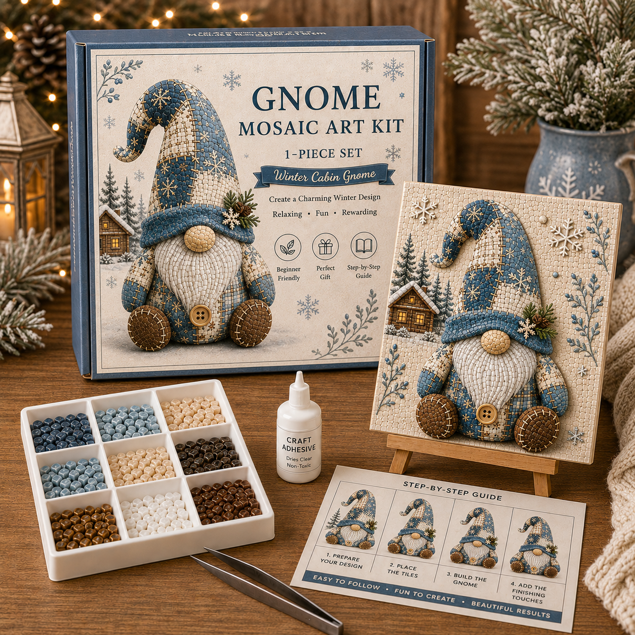 🧩 Gnome Mosaic Art Kit – Create Your Own Charming Handmade Masterpiece