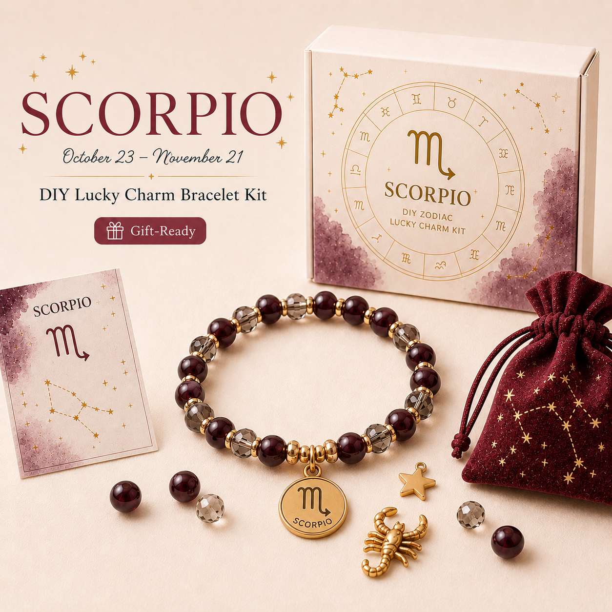 DIY Zodiac Lucky Charm Bracelet Kit Gift Ready Astrology Bracelet