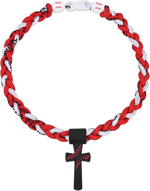 Triple-Rope Tornado Baseball Necklace Cross Charm Pendant with "I CAN DO ALL THINGS PHL4:13