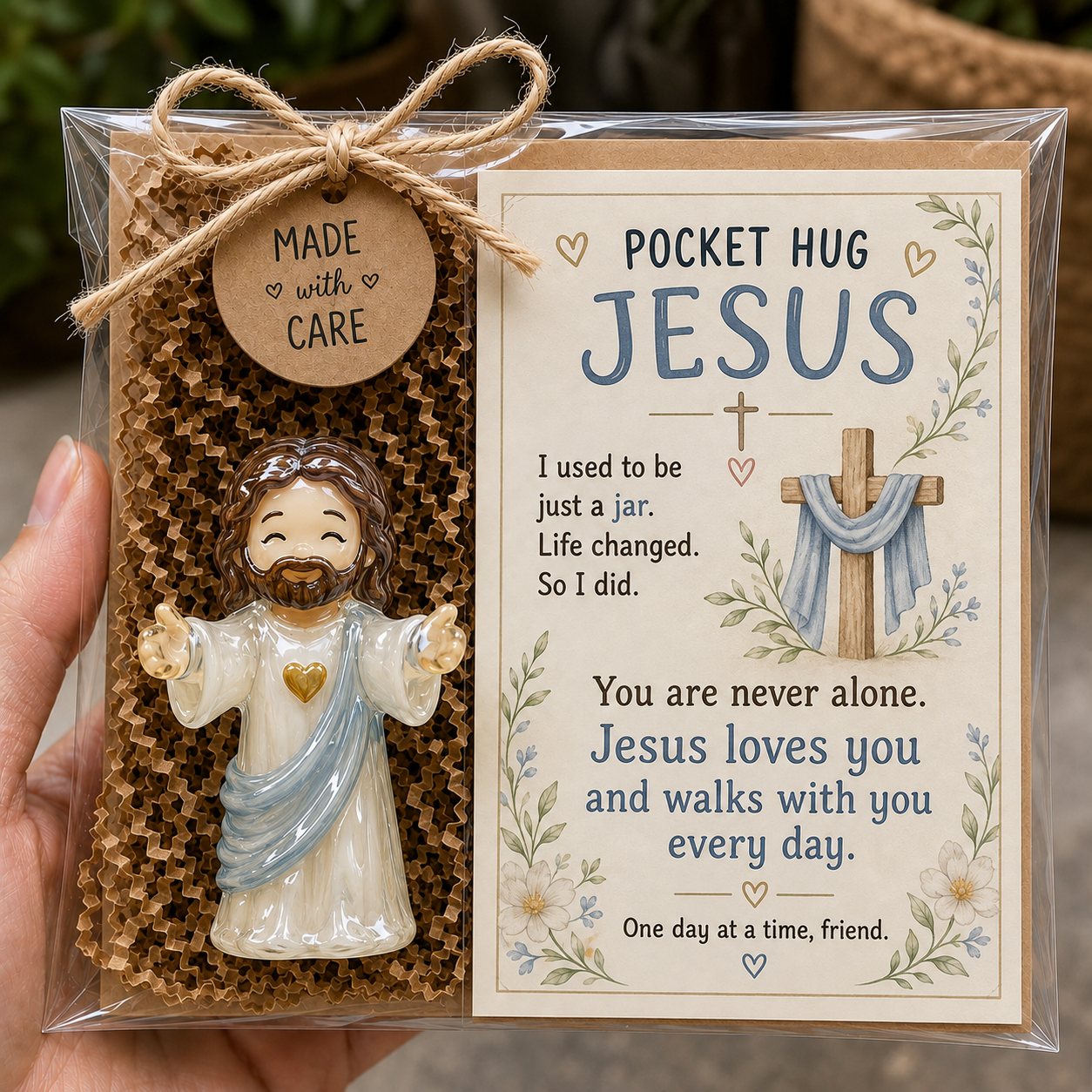 ✝️ Faith Pocket Hug Keepsake – Jesus, Mary & Guardian Angel Encouragement Gift