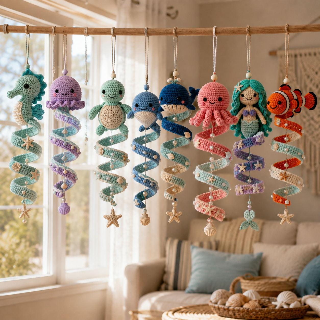 🔥50% Off Last Day 🔥Ocean Friends Crochet Spiral Ornament DIY Kit 🌊 A Calming Keepsake to Make and Display