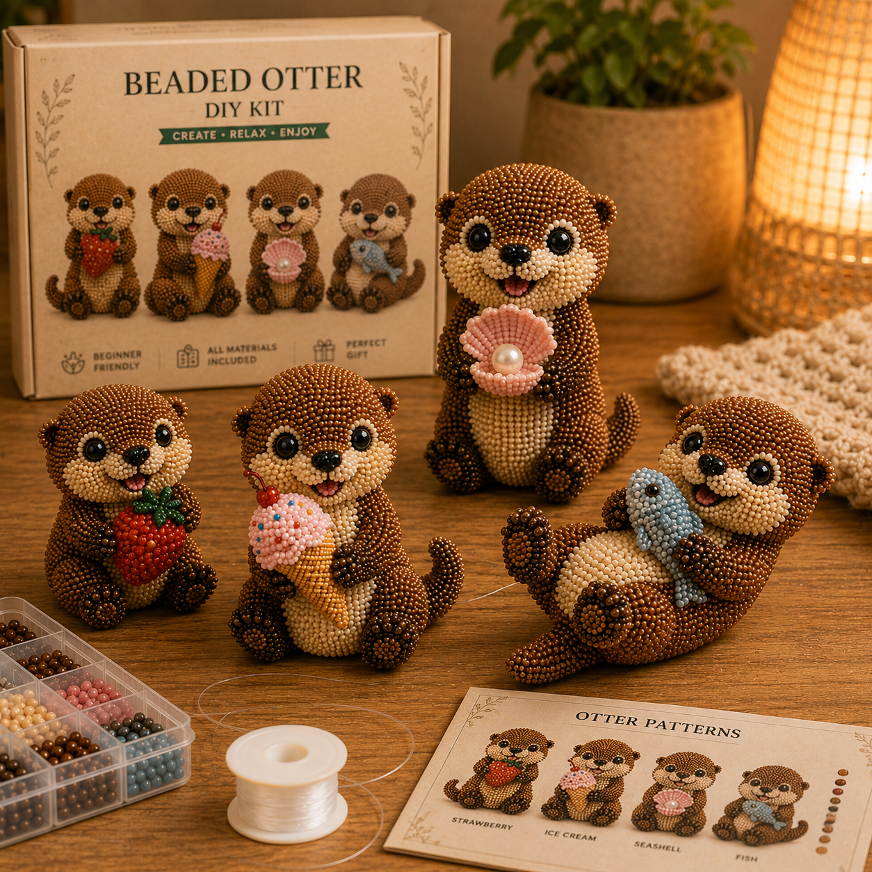 3D Beaded Otter DIY Kit – Cute Animal Set
