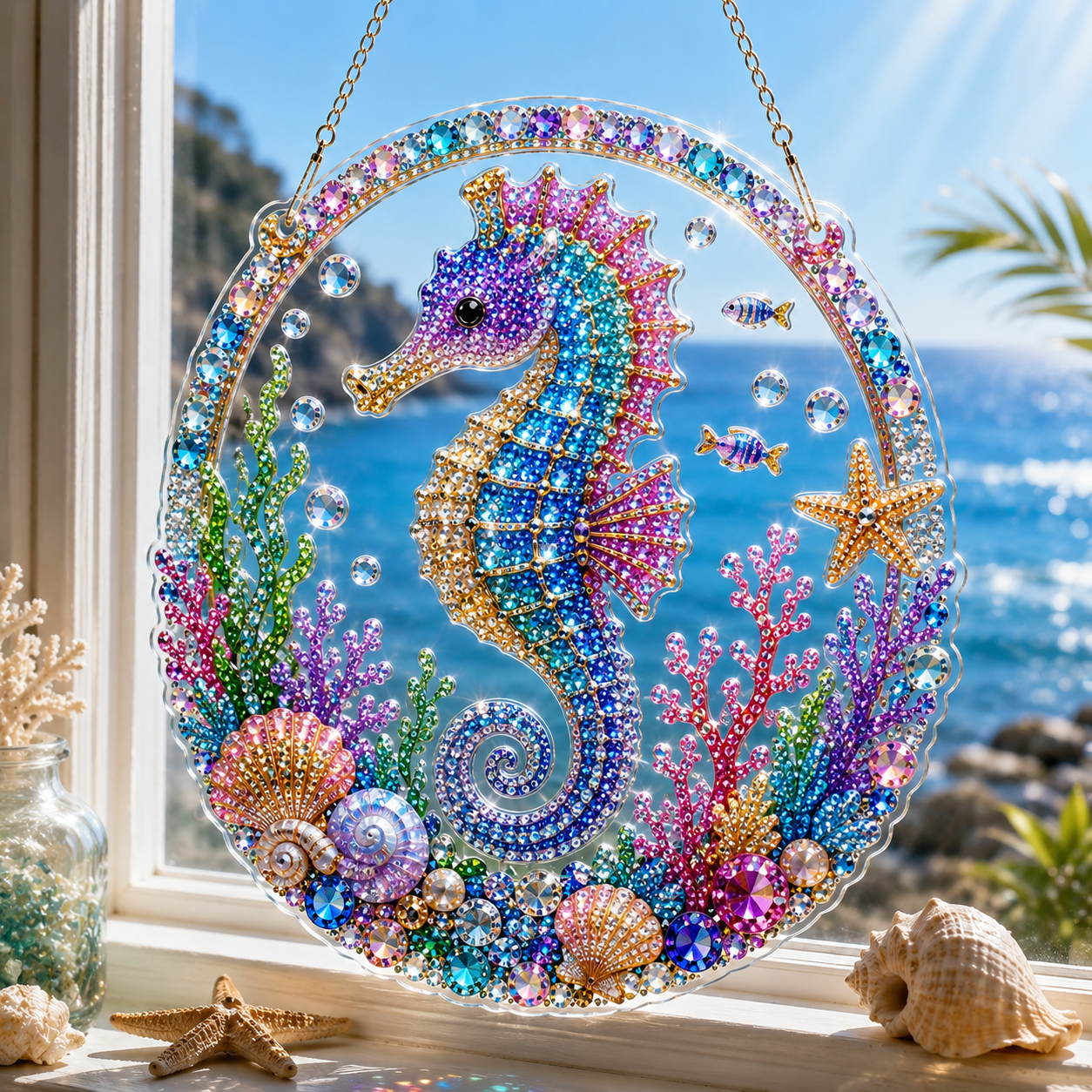 🧘Relaxing & Beginner-Friendly – 💎DIY Ocean Crystal Suncatcher Art Kit