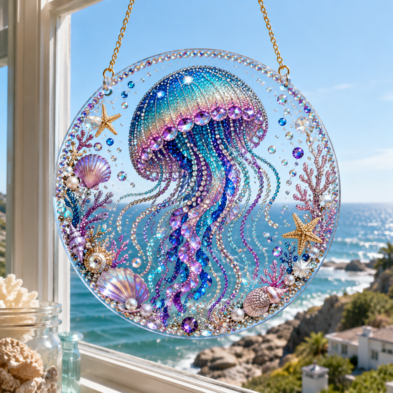 🧘Relaxing & Beginner-Friendly – 💎DIY Ocean Crystal Suncatcher Art Kit