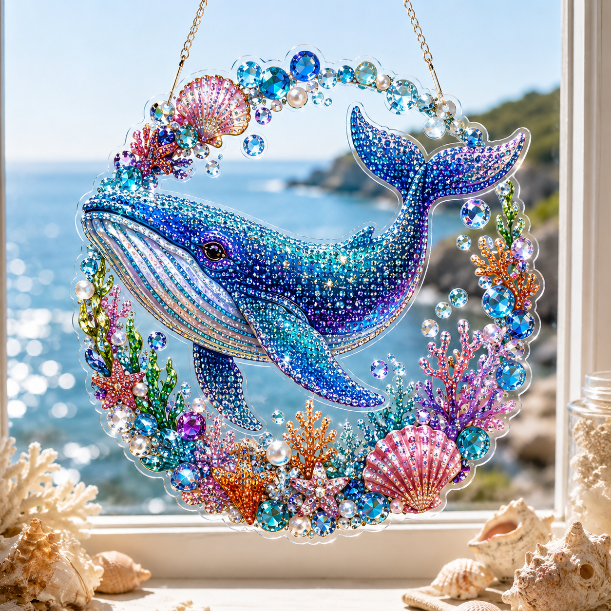 🧘Relaxing & Beginner-Friendly – 💎DIY Ocean Crystal Suncatcher Art Kit