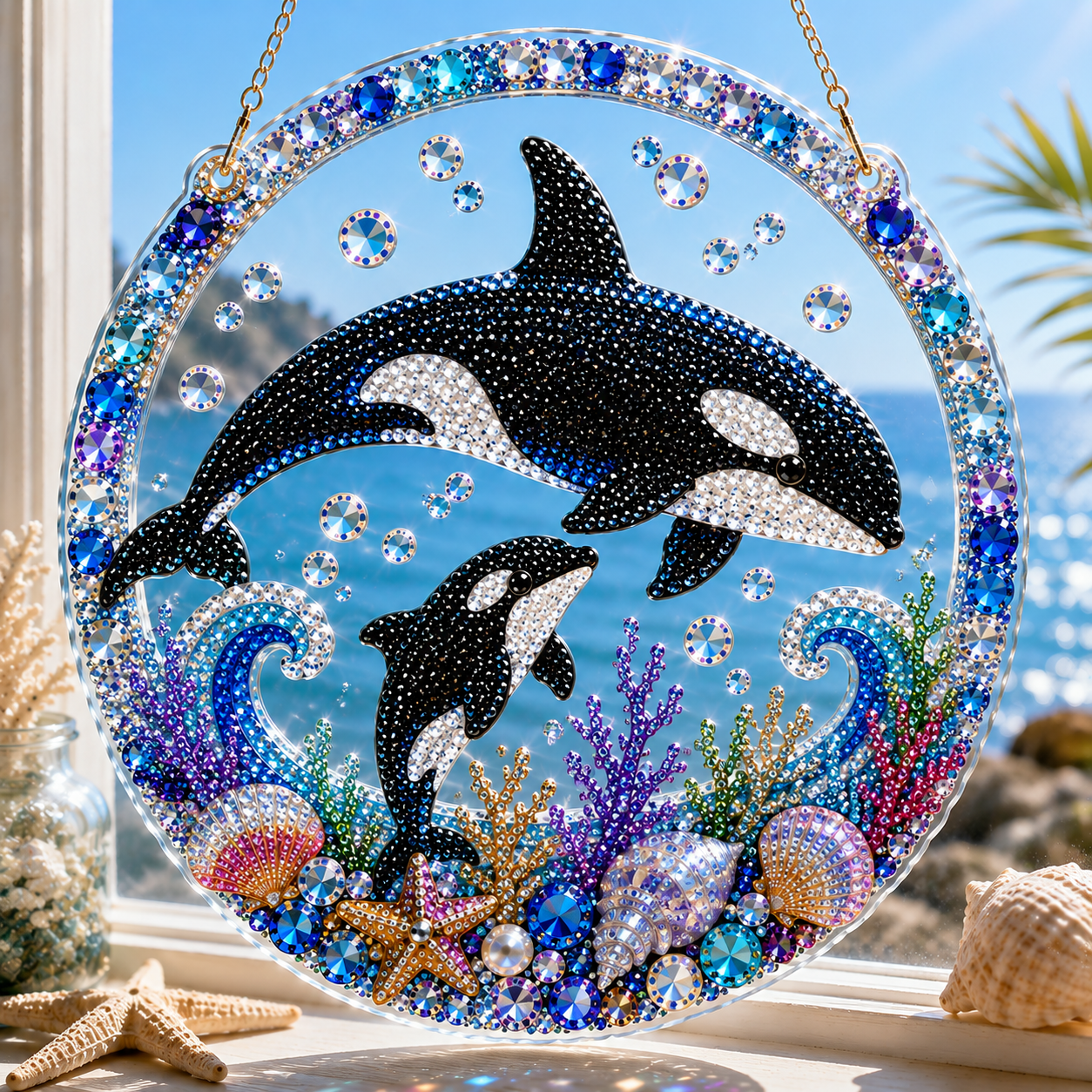 🧘Relaxing & Beginner-Friendly – 💎DIY Ocean Crystal Suncatcher Art Kit
