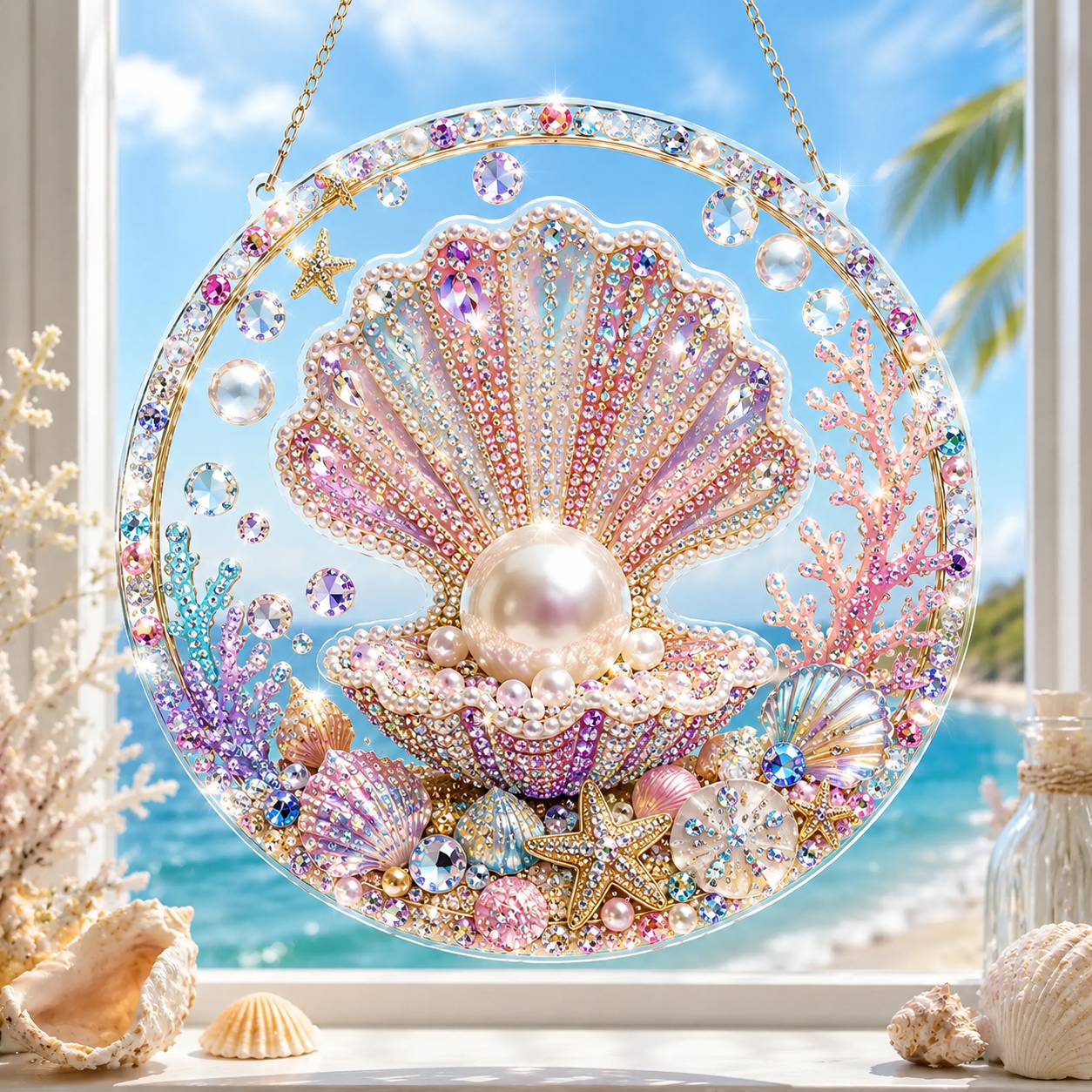 🧘Relaxing & Beginner-Friendly – 💎DIY Ocean Crystal Suncatcher Art Kit