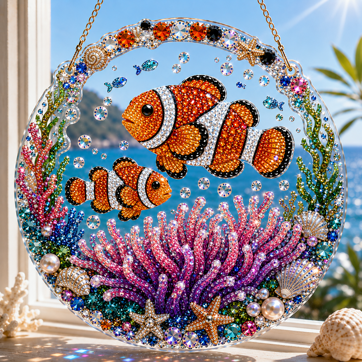 🧘Relaxing & Beginner-Friendly – 💎DIY Ocean Crystal Suncatcher Art Kit