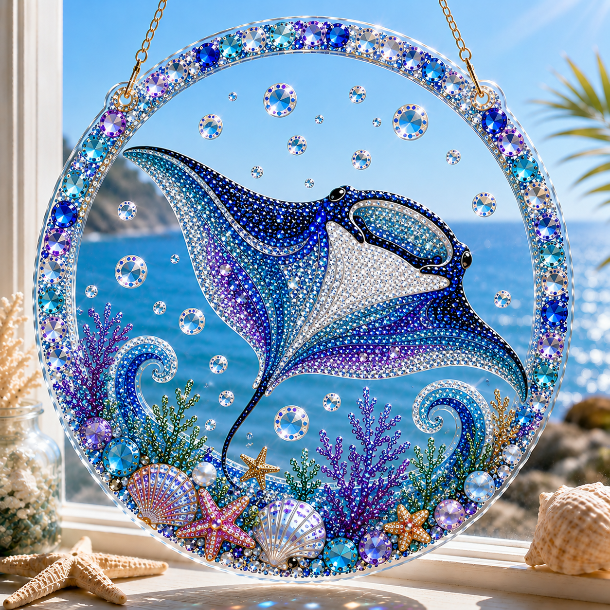 🧘Relaxing & Beginner-Friendly – 💎DIY Ocean Crystal Suncatcher Art Kit