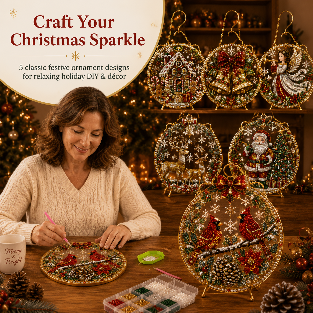 🔥Limited time 70% OFF - 🎅✨Christmas Suncatcher Diamond Art Hanging Ornament Kit – Sparkling DIY Window Ornament