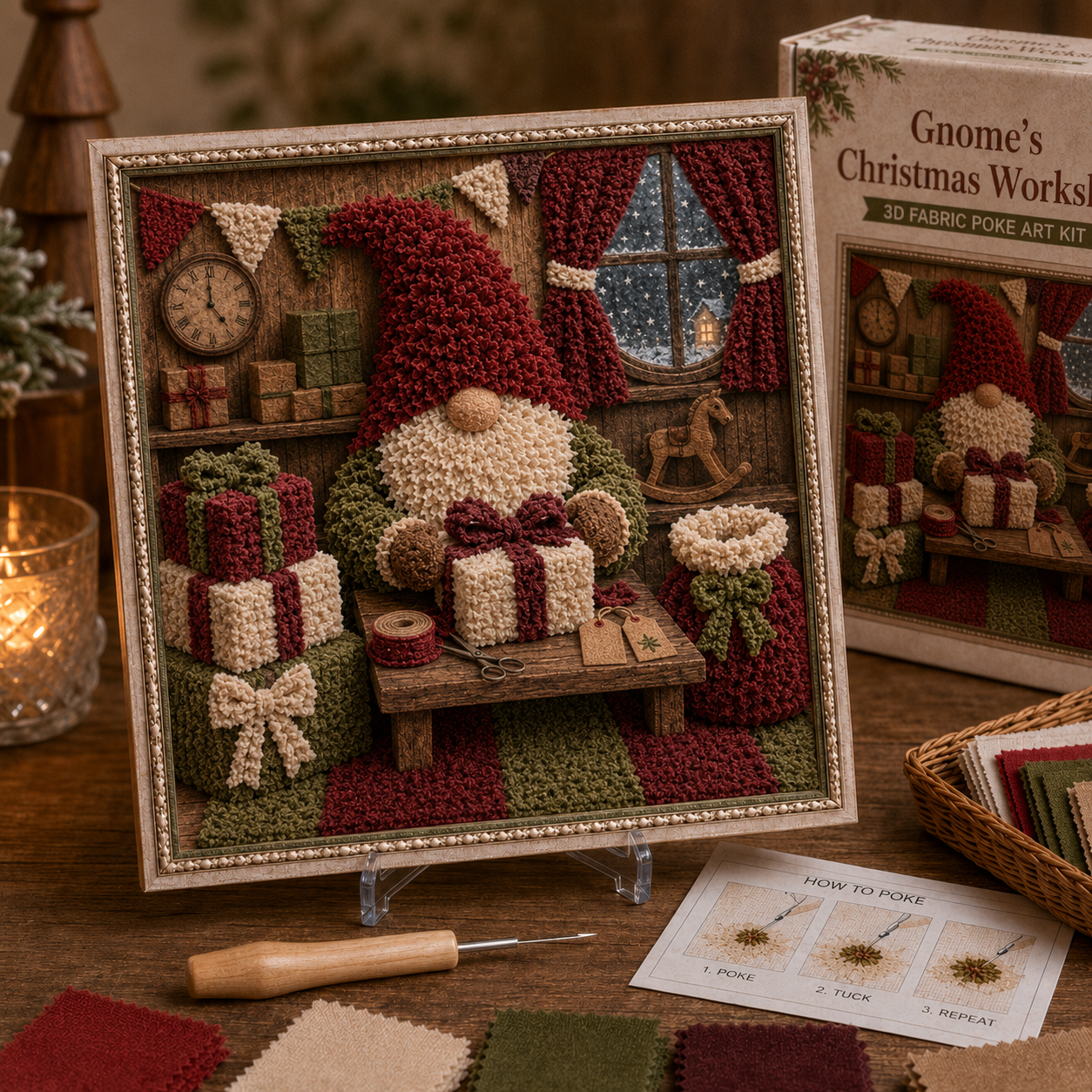 🎄🧵 Premium 3D Christmas Fabric Poke Art Kit