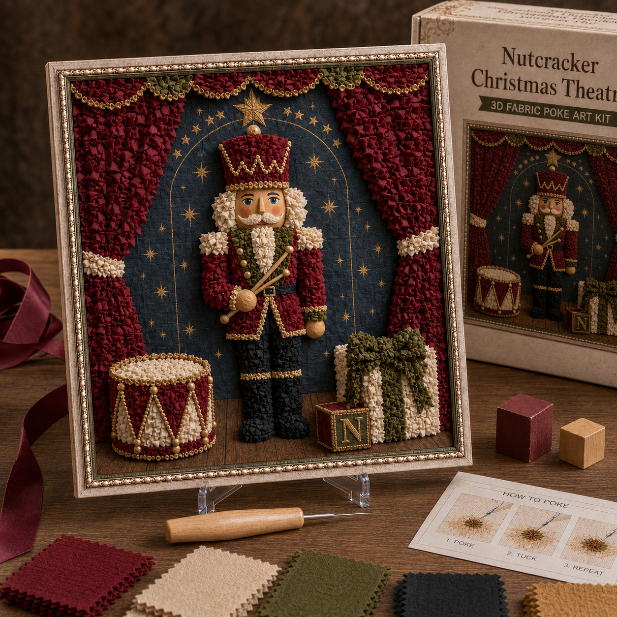 🎄🧵 Premium 3D Christmas Fabric Poke Art Kit