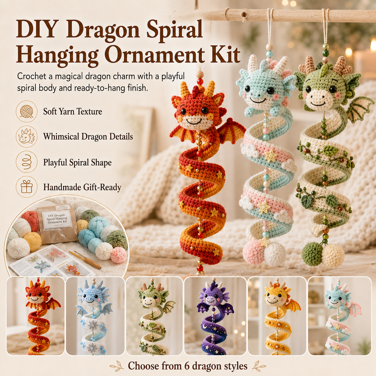 🐉 DIY Dragon Spiral Hanging Ornament Kit