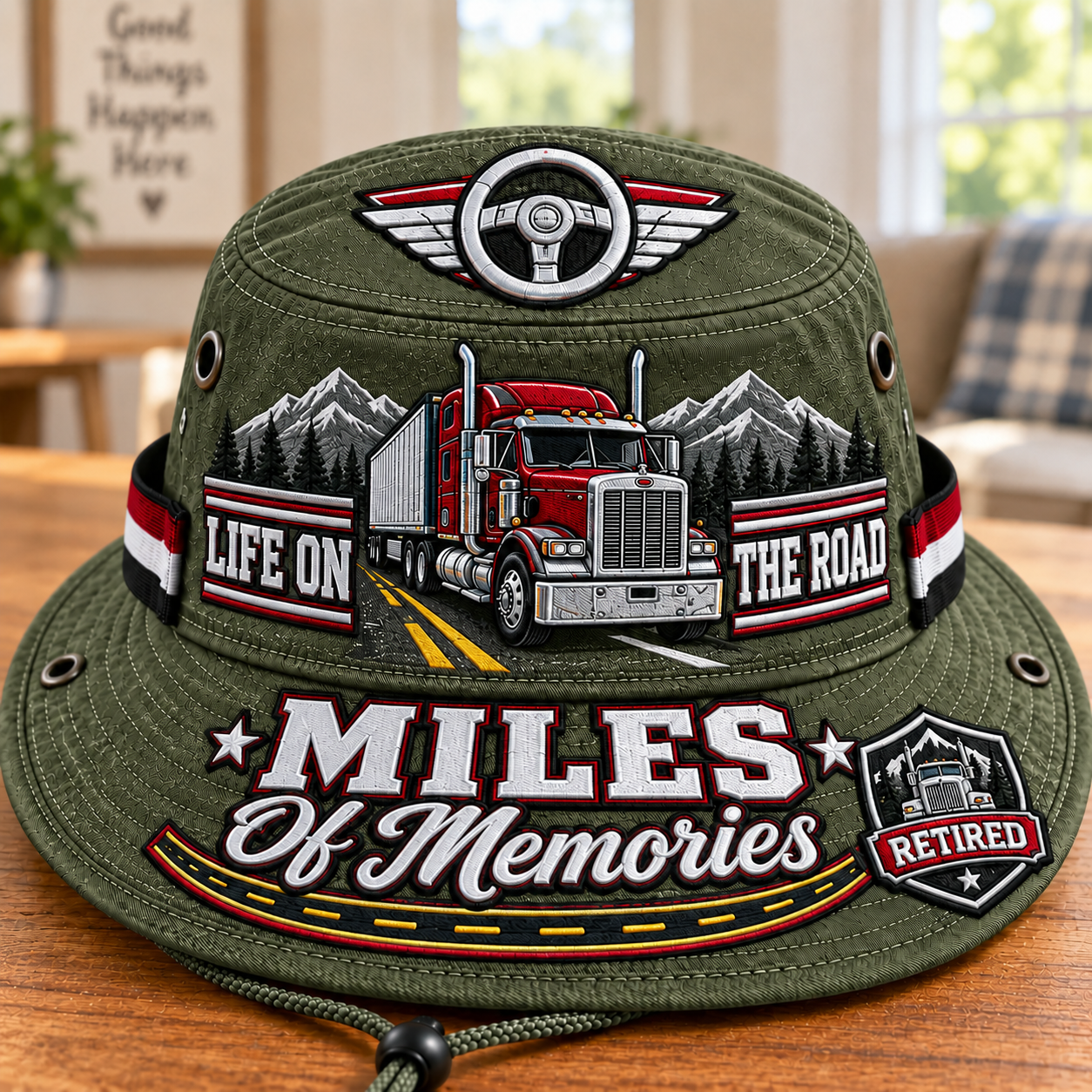 🚛 Miles Of Memories Retired Trucker Boonie Hat