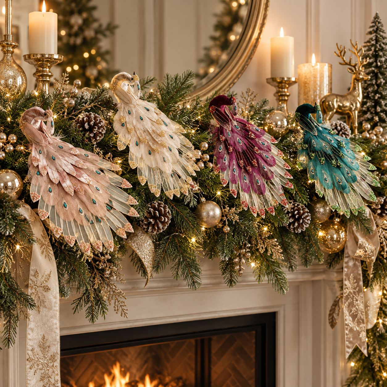 Elegant Peacock Christmas Ornament
